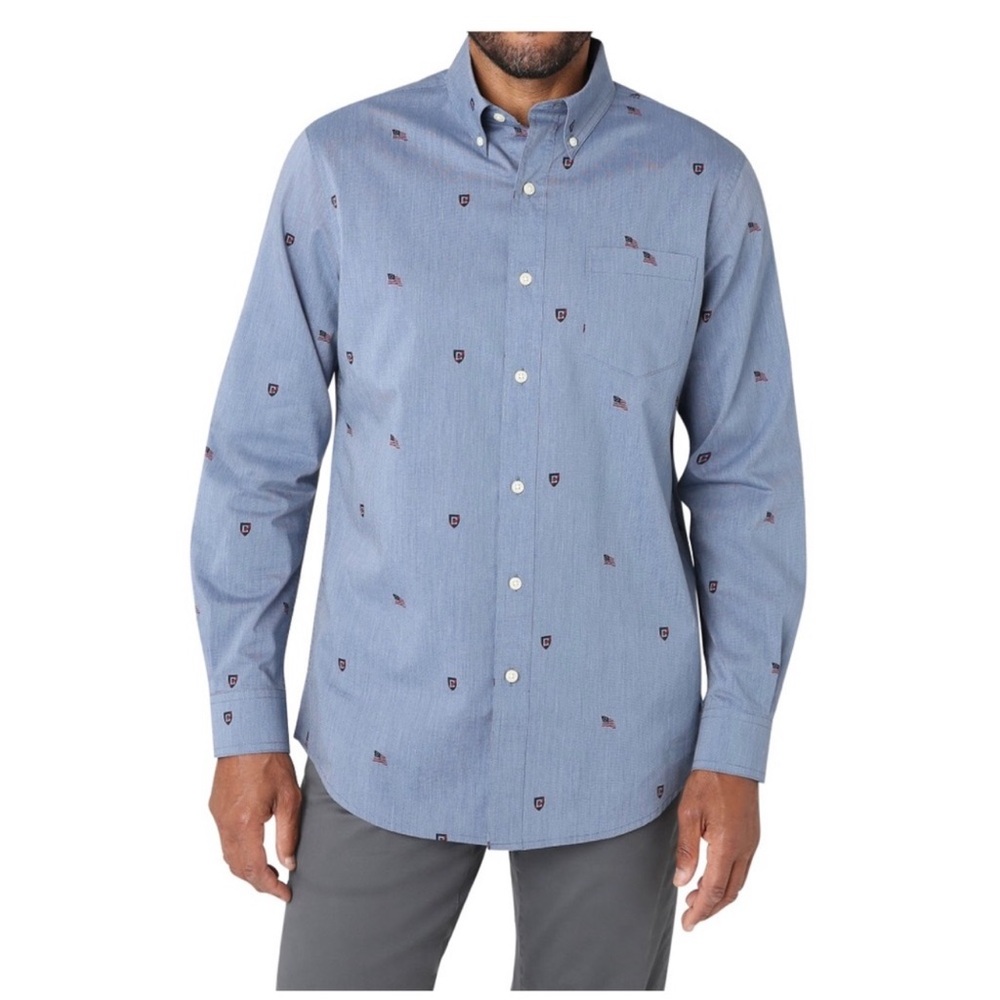 Chaps Ralph Lauren Button Down Shirt Mens 2XB NEW NWT USA Flag Blue Big XXL 2XL